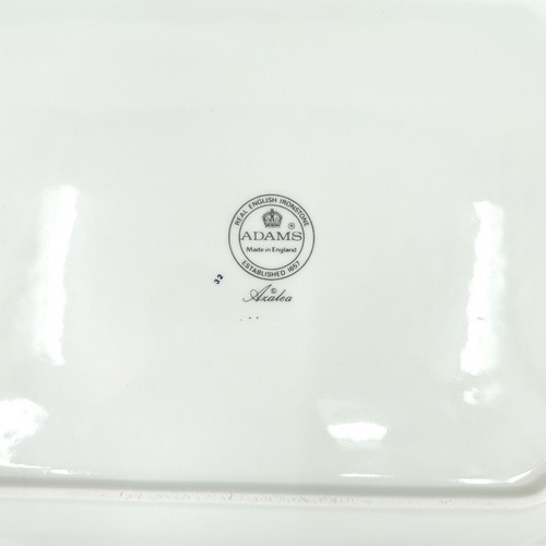 Adams China Azalea Oval Serving Plate Platter 14" White Green Floral VTG FLAW - Picture 4 of 4