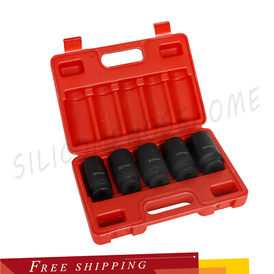 1/2'' Drive 12 POINT 5pcs Deep Spindle Axle Nut Socket Set 30 32 34 35 ...