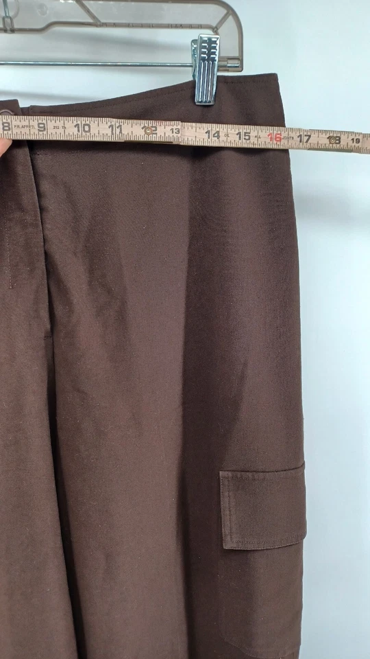 Pantalones cargo para mujer LARRY LEVINE elásticos 12 marrón vestido de carrera elástico tiro alto Foto 4 de 4