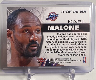 2000-01 E-X Net Assets Karl Malone Utah Jazz Basketball Card 2000-01 E-X Net Assets Karl Malone Utah Jazz Basketball Card