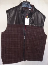 Robert Graham Winston Woven Lambs Wool & Leather Vest Lined NWT XXL