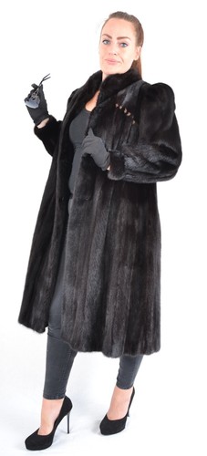 US5043 REAL MINK FUR COAT RANCH MINK JACKET FULL LENGTH SIZE L - NERZMANTEL - Picture 16 of 23