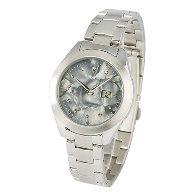 Damen Funkuhr deutsches Funkwerk Armbanduhr Perlmutt Kristallsteinchen 964.4107