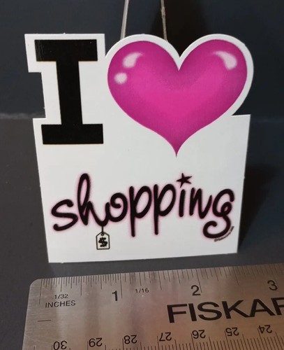Vintage Stickers Vending Sticker VTG I Love Shopping Heart ❤️ - Picture 2 of 5