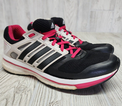 Adidas Womens Supernova Glide Boost Sneakers Sz 8 Black White pink Running Shoes