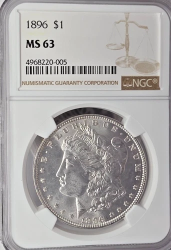 1896-P US Morgan Silver Dollar NGC Mint State 63