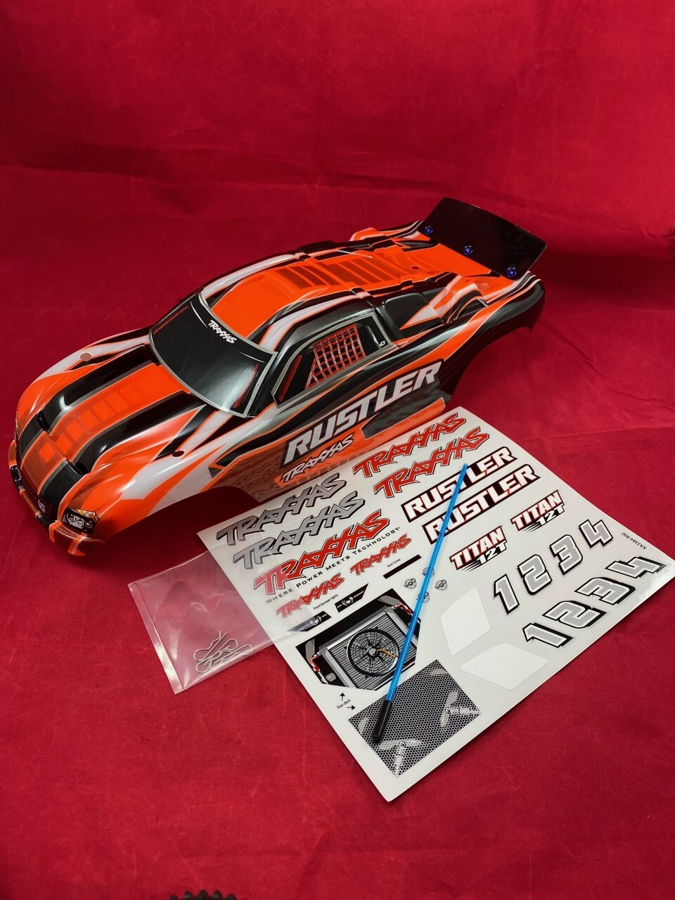 for TRAXXAS RUSTLER ORANGE BLACK WHITE BODY XL5 VXL 2x4 BRUSHLESS 2WD