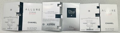2x CHANEL ALLURE HOMME SPORT .1oz/3mL & 1x DIOR HOMME 1mL EDT SPRAY SAMPLE VIALS