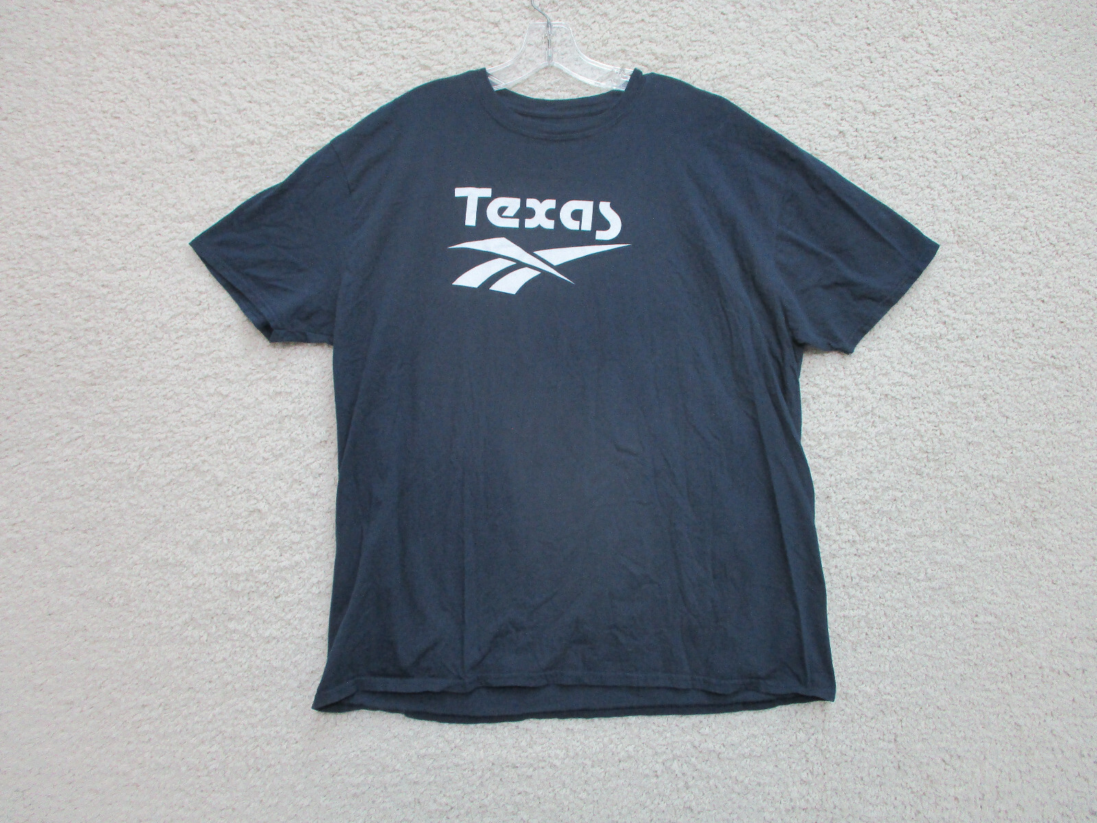Reebok Shirt 2XL XXL Navy Blue Texas Logo Casual Cotton Athletic Crew Neck Mens