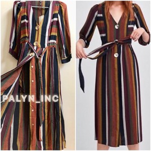zara striped dress with buttons