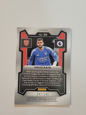 2023-24 Prizm Premier League Purple #20 David Raya Arsenal FC 043