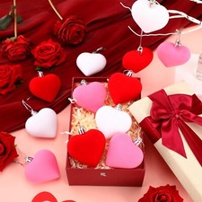 Wenqik 12 Pcs Valentine's Day Velvet Ornaments Heart Shaped Hanging Ornaments...