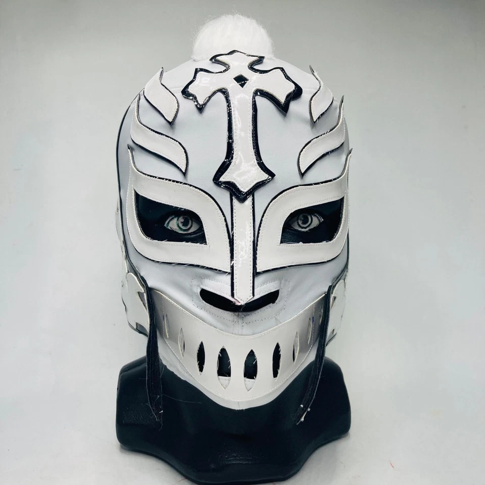 Máscara de lucha libre h Mysterio máscara tamaño adulto pulóver ajuste imitación peluca mohawk blanca y B Foto 2 de 4