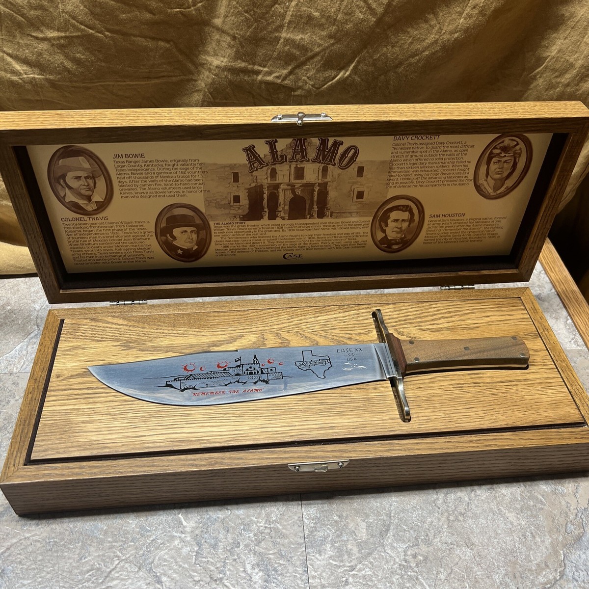 Case XX 1986 Alamo Bowie Knife Oak Wood Display Box | eBay