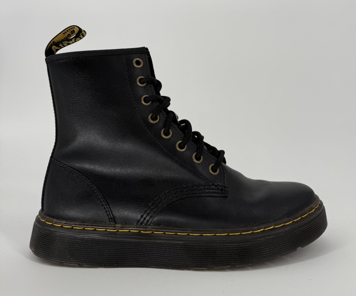 Dr Martens ZAVALA Black Leather Combat Boots Mens Size 6 No Box-image
