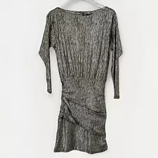 NEW MAJE Rilexy Mini Dress Women 36 Gold Metallic Stretch Party Event NYE Small