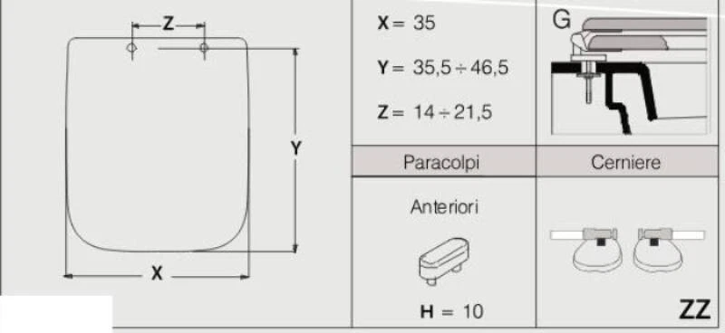 sedile copriwater flaminia terra asse tavoletta copri vaso wc ciambella bagno - Immagine 2 di 4