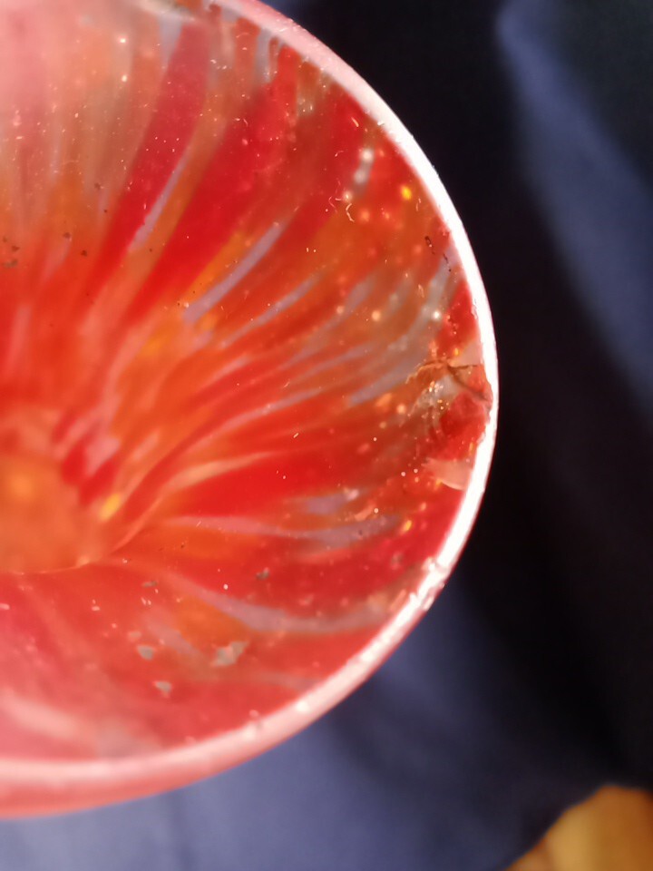 Vase Balustre Art Déco – Pâte De Verre Marmoréenne – Rouge Et Orange