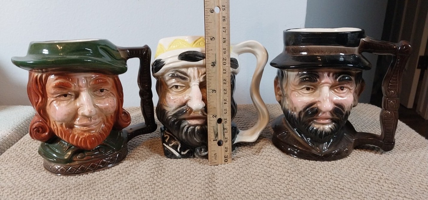 Toby Mugs Japan Set Of 3 Irish Man, Persian Man And Italian Man Vintage EUC
