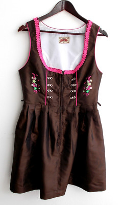 Ladies' traditional dirndl sleeveless brown with embroidery size 42 by Stockerpoint