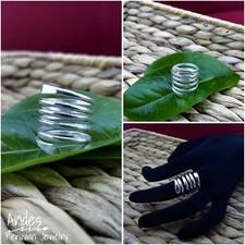 Handmade peruvian ring 950 silver w/ spring wrought design Size 7 - 8 Adjustable