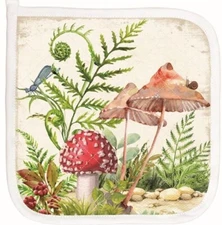 Michel Design Works Moss & Oak Woodland Floral & Fauna Mushroom Cotton Potholder