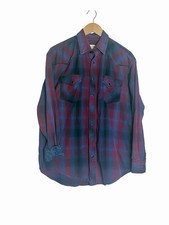 Panhandle Rough Stock Pearl Snap Western Shirt Men  s Size Med Flip Cuff Red Blue