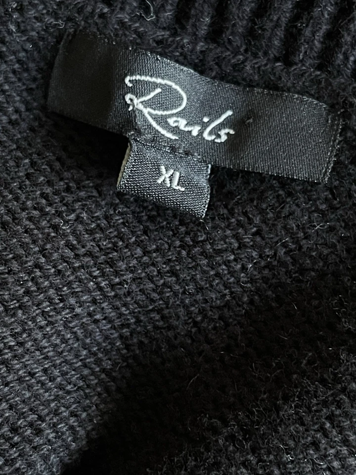 Suéter Rails Negro Blanco Estrella Mezcla Algodón Cachemira Cuello Redondo Pullover Talla XL Foto 4 de 4