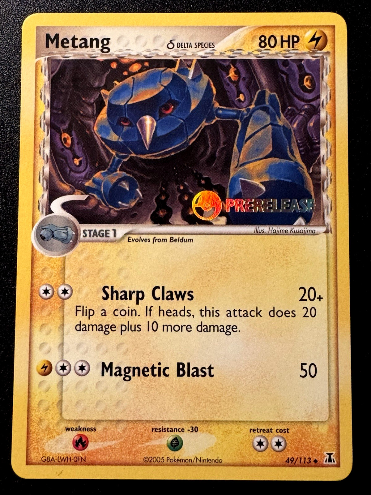 Prerelease Metang 49/113 EX Delta Species Pokemon Card Rare Stamped Near Mint