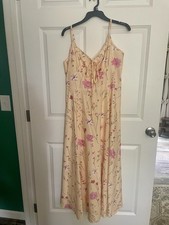 Yellow Floral Slip Dress Adjustable Straps Size M