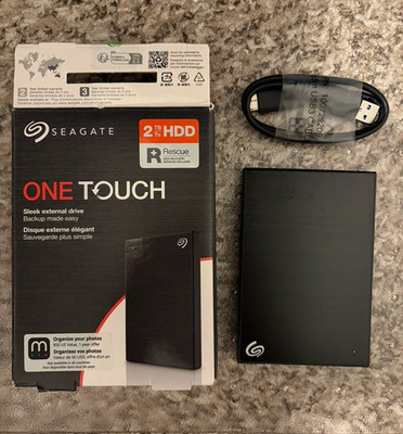 Seagate One Touch 2TB Portable External HDD USB 3.0 Black USB-Powered