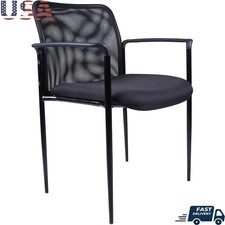Contemporary Stackable Chairs W/ Mesh Back Black Powder Coated Steel Frame New