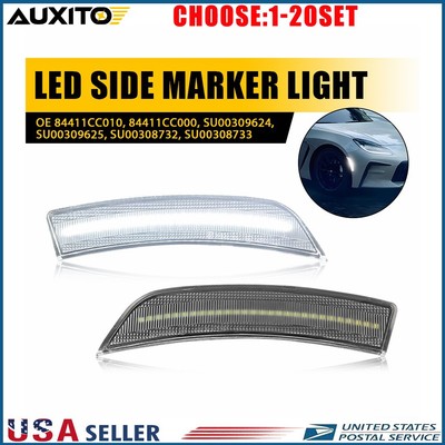 Smoke White LED Fender Side Marker Lights For 22-up Toyota GR86 Subaru BRZ 2-10X