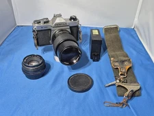 Pentax K1000 35mm SLR Film Camera w/ 50mm & 135mm Lens Kit - Works Fine, *Dusty*