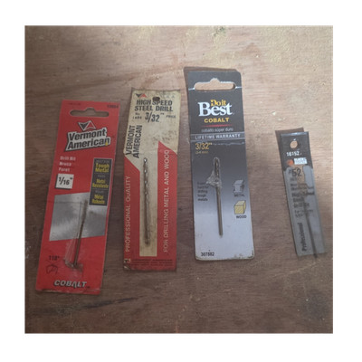 Vermont American Cobalt Drill Bit Set, 4pc for Metal & Wood (1/16, 3/32, #52)