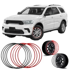 4× 20" Wheel Hub R20 Rim Protector Black/Red Aluminum For Dodge Durango GT R/T