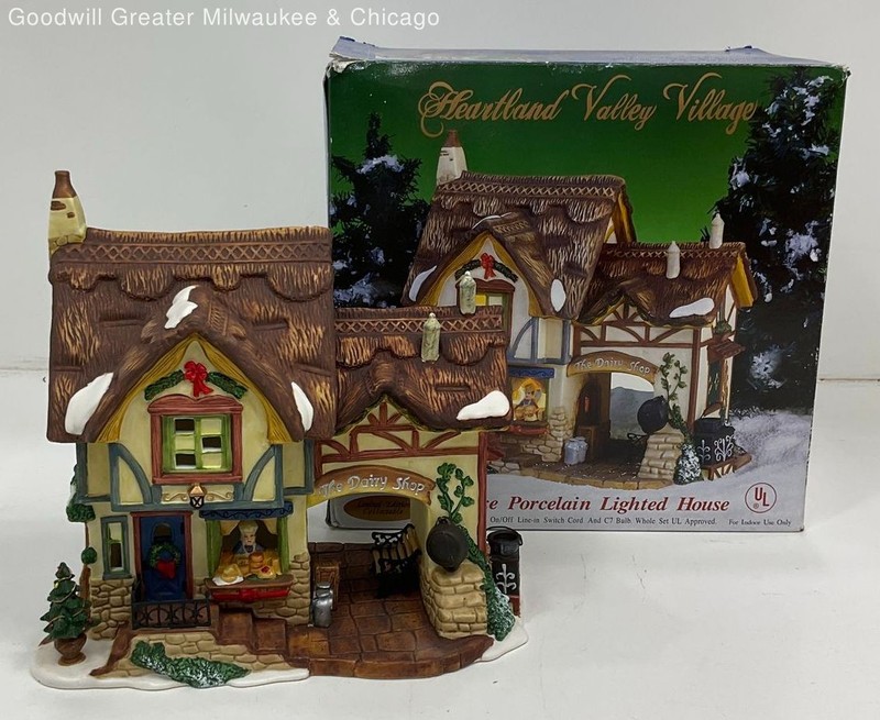 Vintage UL Heartland Valley Village Deluxe Porcelain Lighted House IOB