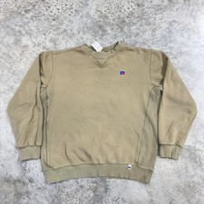 Russell Athletic Sweatshirt Mens Large Khaki Crewneck Pullover Small R Logo