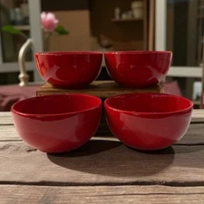 Noble Excellence Set of 4 Candy Apple Red 5 1/4" Coupe Cereal Bowls, Germany