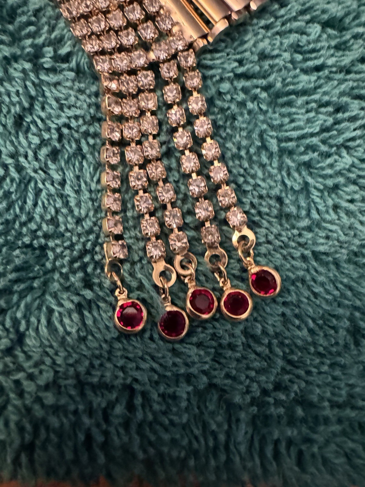 Gold Ruby And Diamond Like Statement Necklace - image 2