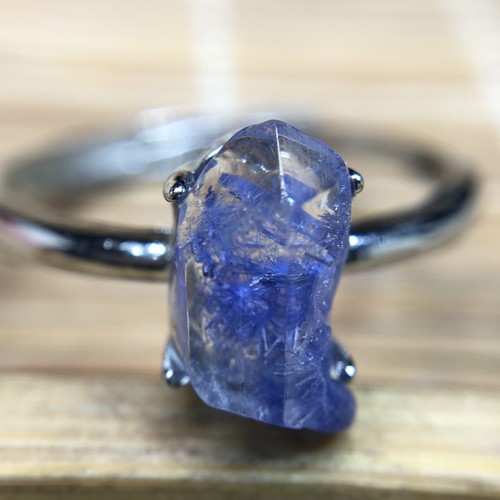 8.5Ct 100%Natural Blue Rare Dumortierite Quartz Rutilated Adjustable Ring - Picture 2 of 4
