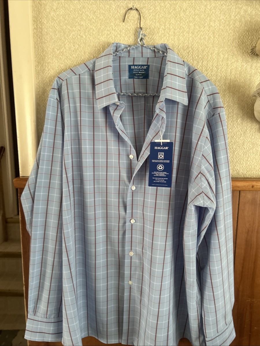 haggar dress shirt Premium Comfort in Blue The Premium Comfort Dress Shirt combines modern style with all Haggar Premium Comfort Classic Fit