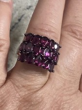 Sterling Silver Oval  Pear Cut Bold 6.00 cttw Rhodolite Garnet Ring