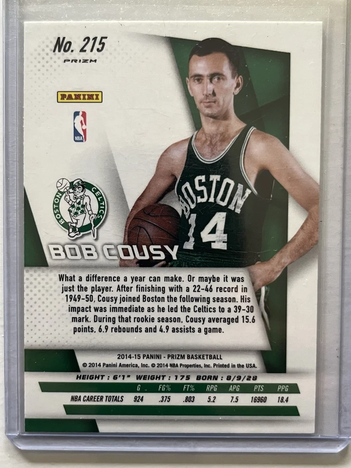 2014-15 Panini Prizm - Bob Cousy #215 Blue Wave Prizm - Image 2 of 2