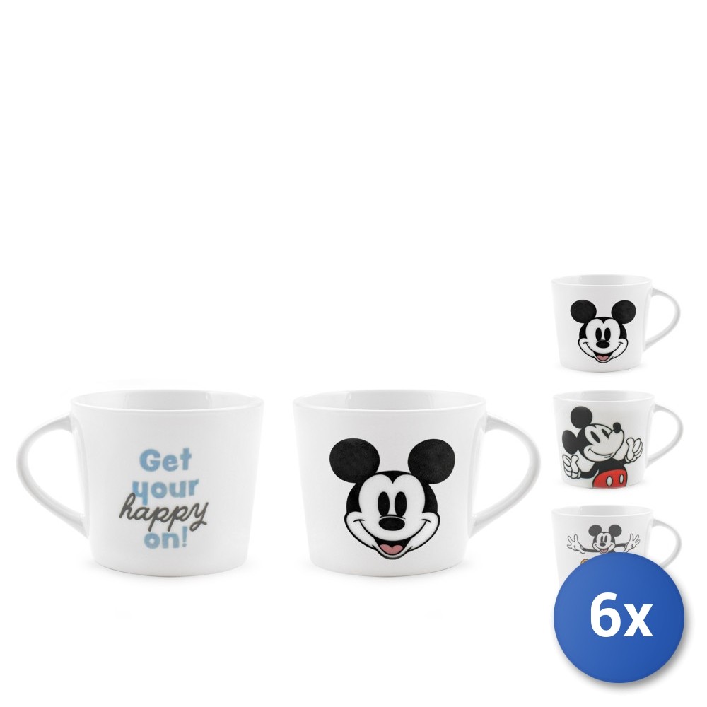 6X Jumbo Cups In Porcelain, Mickey Mouse Design, Cc400