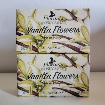 Florinda 2x Vanilla Flowers Bar Soap 10.5 oz Each Made in Italy New