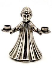 Vintage Italian Silver Metal Candle Holder 3.5" Communion