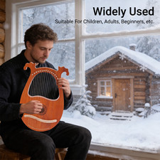 Mahogany 16-string Lyre Harp Portable String Musical Instrument Home Playing