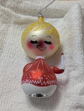 Vintage De Carlini Girl In Red Dress w/Candle