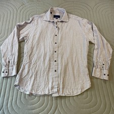 David Donahue Men's Dress Shirt Fusion 16.5 Large Check Button Down Long Sleeve